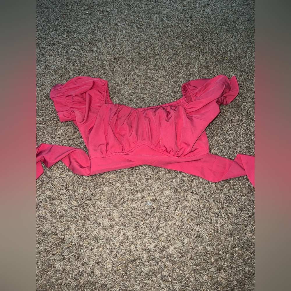 Pink tie crop top (size medium)
